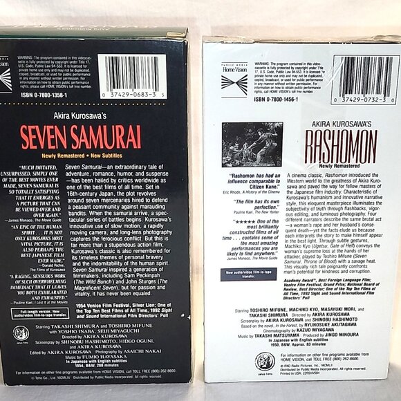 Akira Kurosawa 2 Seven Samurai 1954 & Rashomon 1950 - 3 VHS B&W Japanese ExCond - Picture 2 of 5
